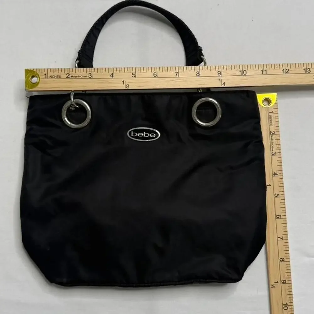 Black Bebe vintage Y2K small handbag shoulder bag with silver hardware
